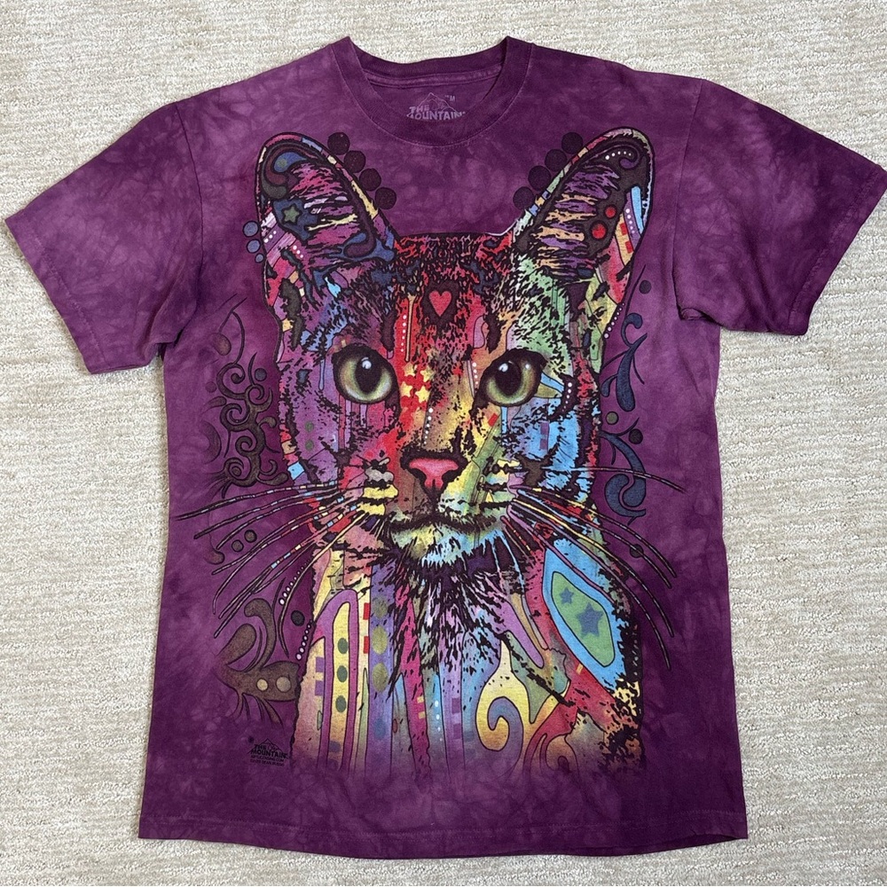The Mountain Abyssinian Cat Graphic Short Sleeve T-Shirt Womens Size M Tie Dye - Picture 8 of 8